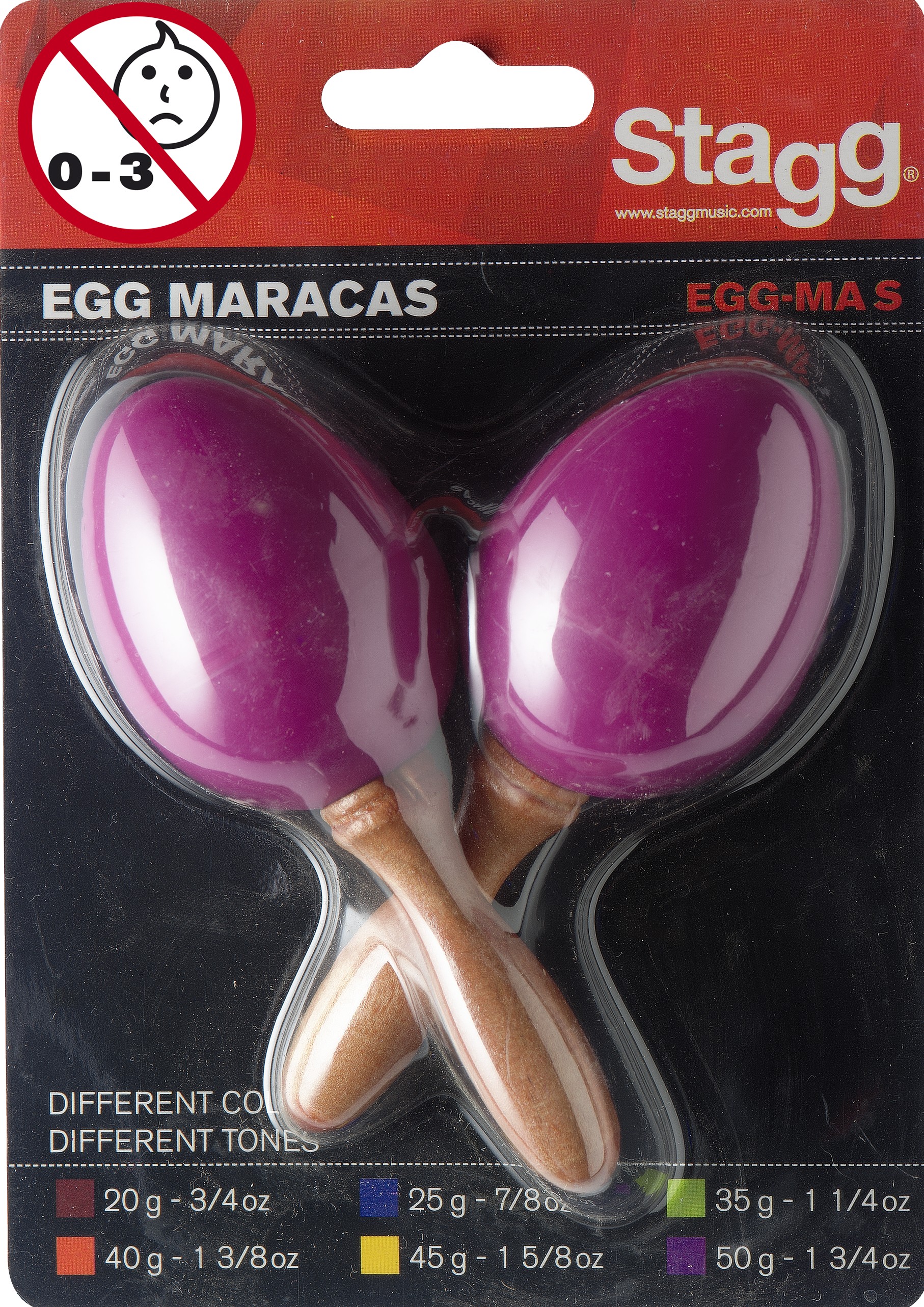 Маракас STAGG EGG-MA S/MG- пластиковые маракасы (2 шт). Форма: яйцеобразная. Вес: 50 гр. Цвет: пурпурный - фото 1