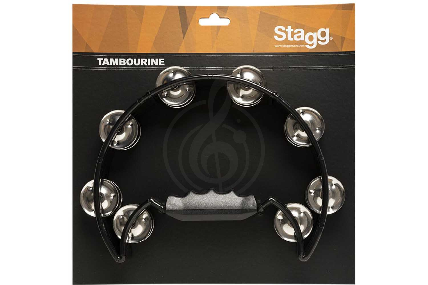 Тамбурин STAGG TAB-2 BK Полукруглый тамбурин с ручкой, 16 колокольчиков, цвет: черный (BK) - фото 2